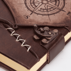 Hatıra Defteri El Yapımı Hakiki Deri Günlük Şamua Kağıt Pusula