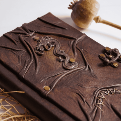 Hatıra Defteri El Yapımı Hakiki Deri Günlük Şamua Kağıt Dragon