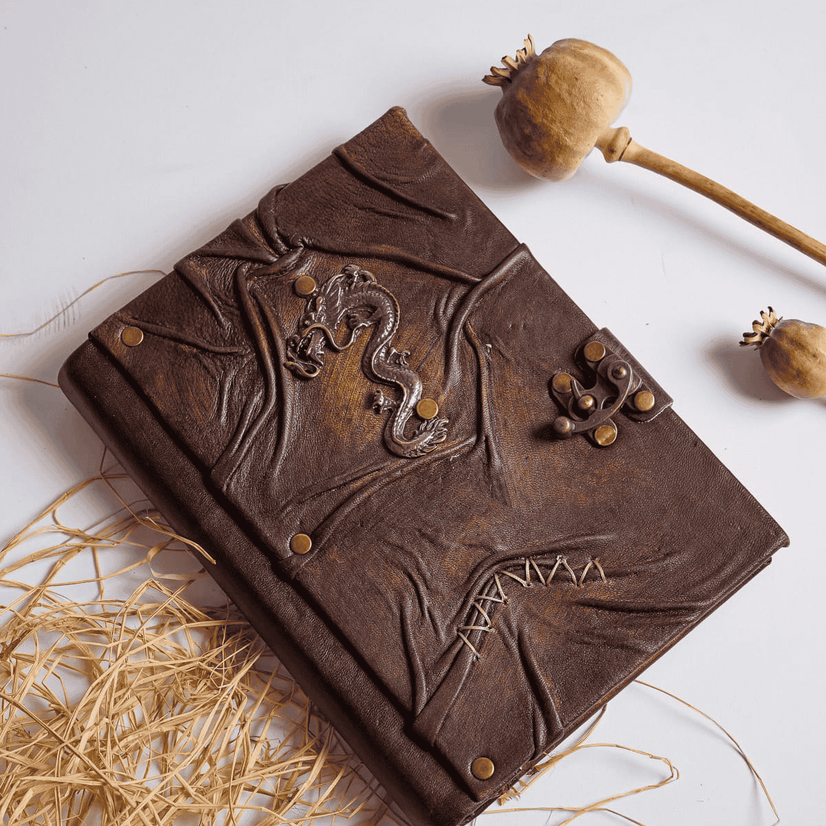 Hatıra Defteri El Yapımı Hakiki Deri Günlük Şamua Kağıt Dragon