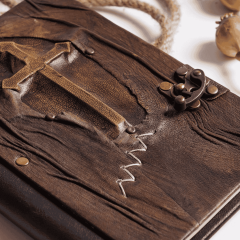 Hatıra Defteri El Yapımı Hakiki Deri Günlük Şamua Kağıt Haç