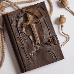 Hatıra Defteri El Yapımı Hakiki Deri Günlük Şamua Kağıt Haç