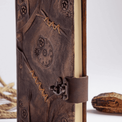 Hatıra Defteri El Yapımı Hakiki Deri Günlük Şamua Kağıt Saat Desen