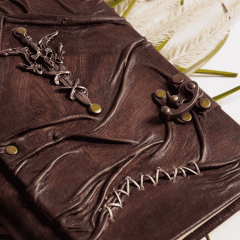 Hatıra Defteri El Yapımı Hakiki Deri Günlük Şamua Kağıt Kılıç