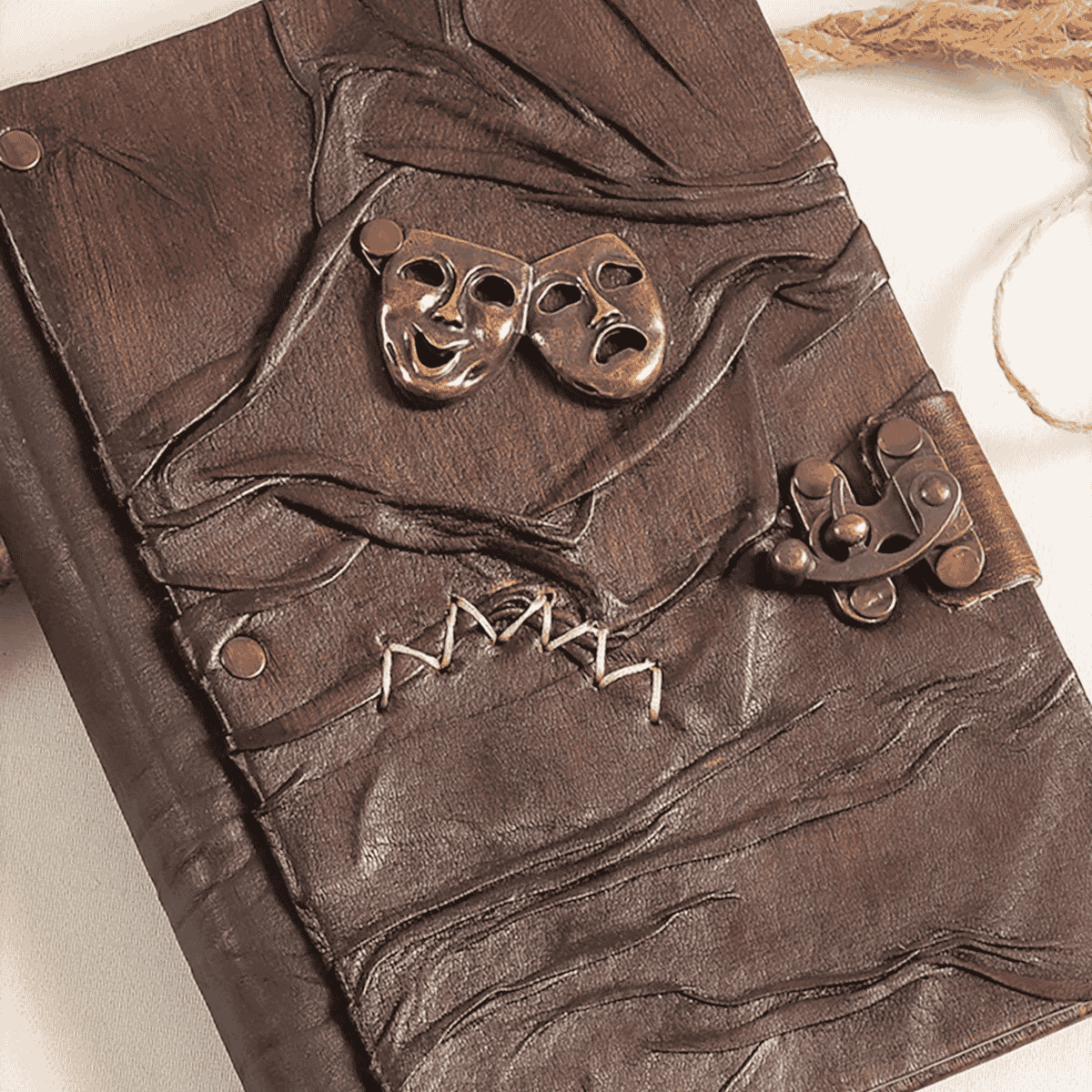 Hatıra Defteri El Yapımı Hakiki Deri Günlük Şamua Kağıt Maske