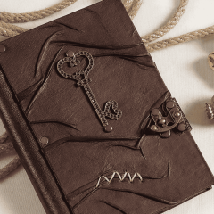 Hatıra Defteri El Yapımı Hakiki Deri Günlük Şamua Kağıt Anahtar