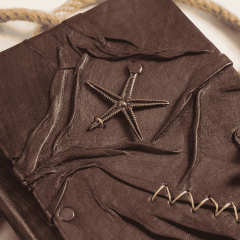 Hatıra Defteri El Yapımı Hakiki Deri Günlük Şamua Kağıt Yıldız