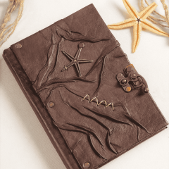 Hatıra Defteri El Yapımı Hakiki Deri Günlük Şamua Kağıt Yıldız