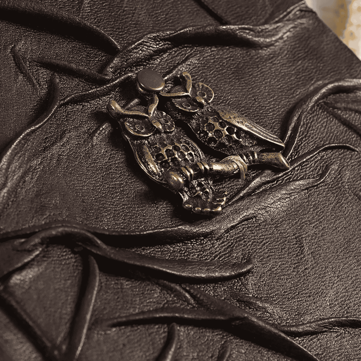 Hatıra Defteri El Yapımı Hakiki Deri Günlük Şamua Kağıt Baykuş