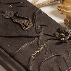 Hatıra Defteri El Yapımı Hakiki Deri Günlük Şamua Kağıt Kedi