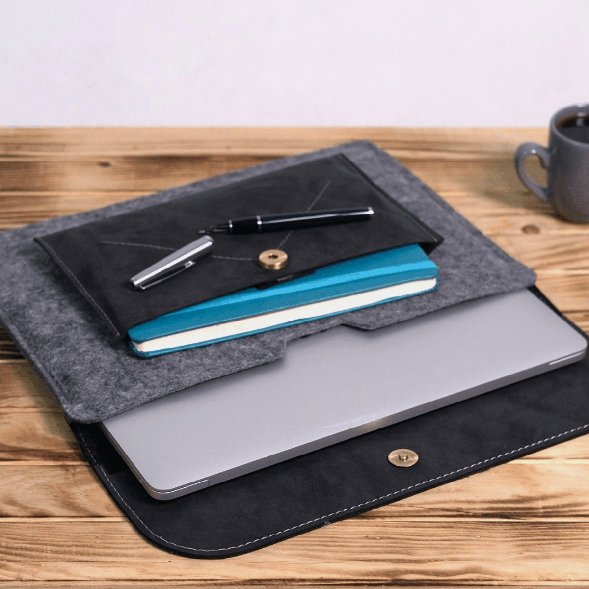 Keçe Laptop Kılıfları 13-13.3-14 inç Macbook Air Ve Ultrabook / Evrak Çantası Siyah
