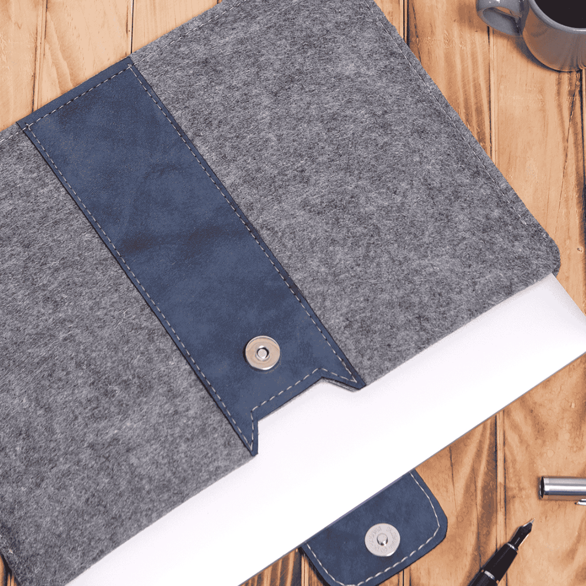 Keçe Laptop Kılıfları 13''/13.3''/14 inç Macbook Air Ve Ultrabook / Evrak Çantası Mavi