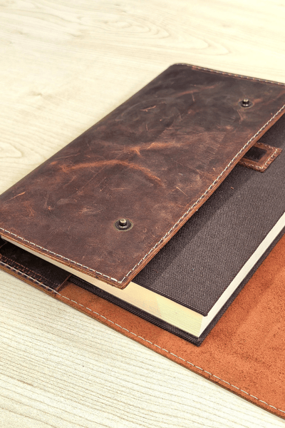 Hakiki Deri El Yapımı Ajanda Kitap Defter Kılıfı Kahverengi