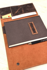 Hakiki Deri El Yapımı Ajanda Kitap Defter Kılıfı Kahverengi